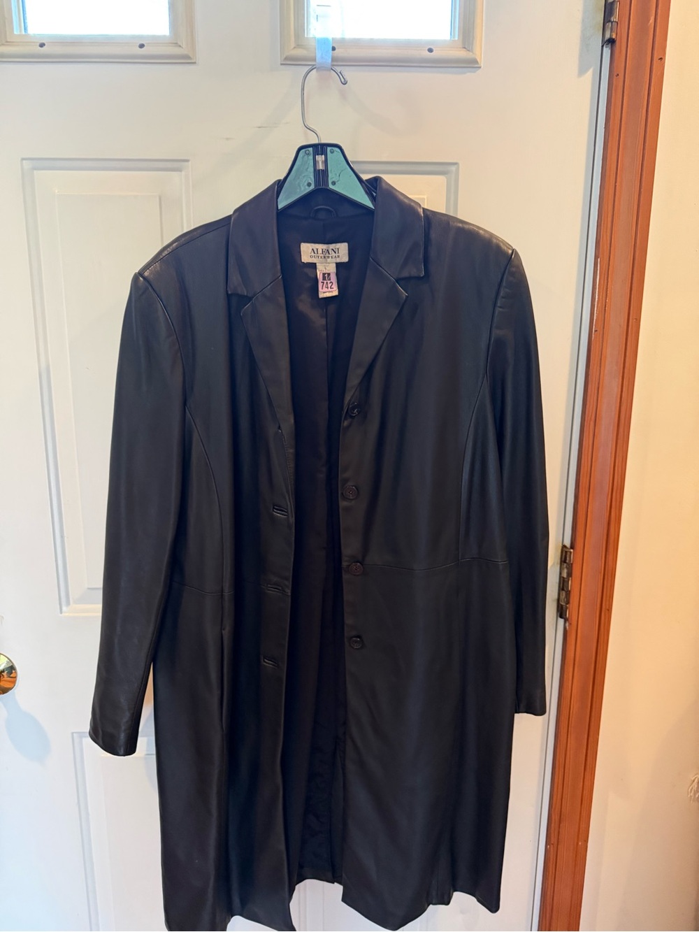 Alfani Women’s Black Leather Trench Coat